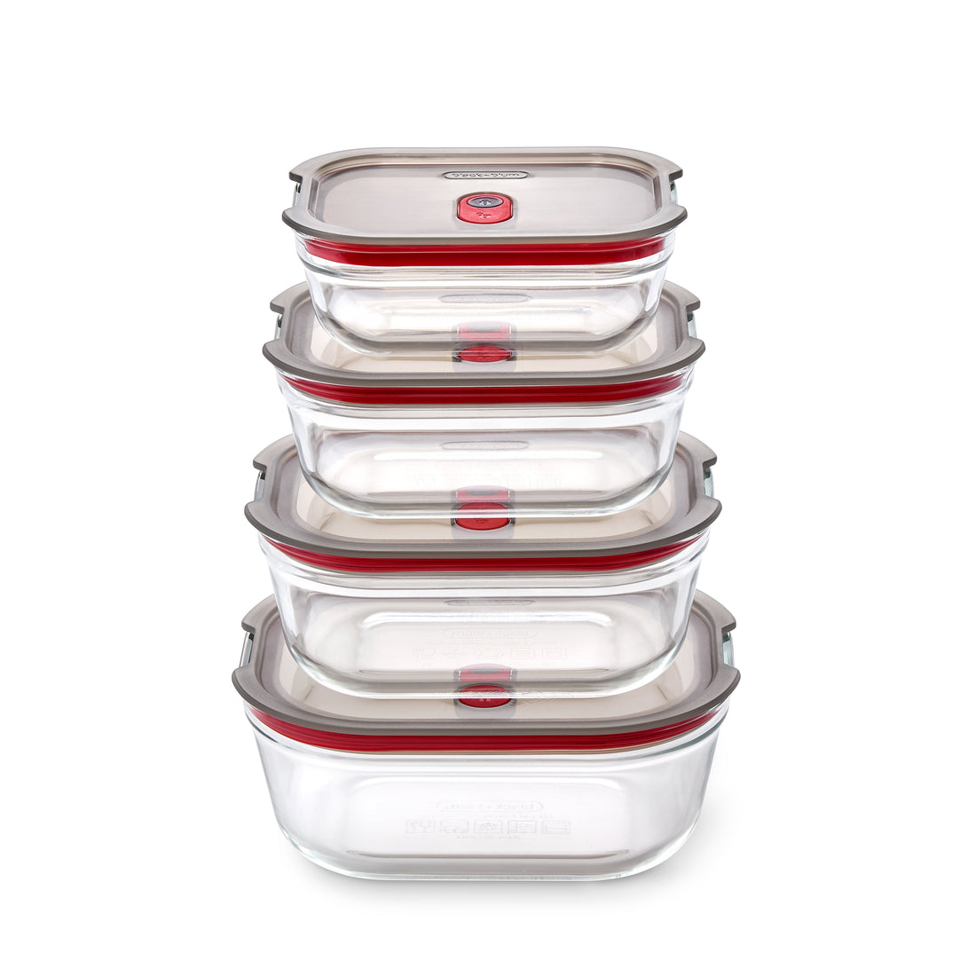 STACK+NEST GLASS FOOD CONTAINER SET XS/S/M/L X4