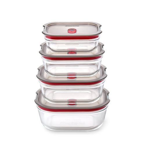 STACK+NEST GLASS FOOD CONTAINER SET XS/S/M/L X4
