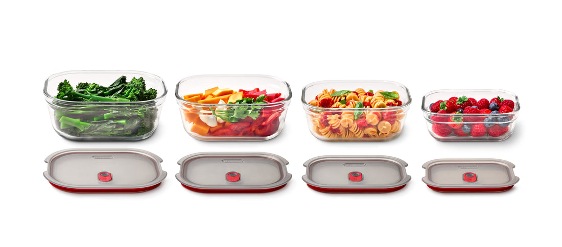 STACK+NEST GLASS FOOD CONTAINER SET XS/S/M/L X4