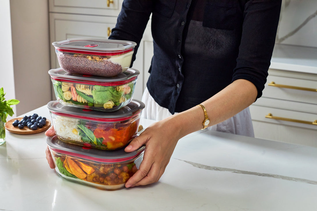 STACK+NEST GLASS FOOD CONTAINER SET XS/S/M/L X4